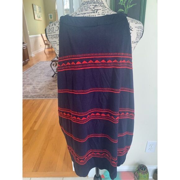 J. Jill Embroidered Knit Sleeveless Top Navy Blue Red  NWT - Picture 4 of 10